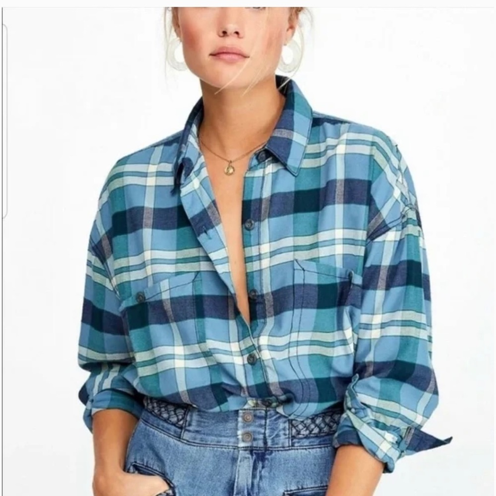 Free People Plaid Button Down